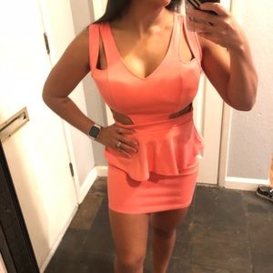 Sexy Orange Charlotte Russe peplum dress size xs